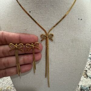 Elegant Gold Bow Jewelry Set